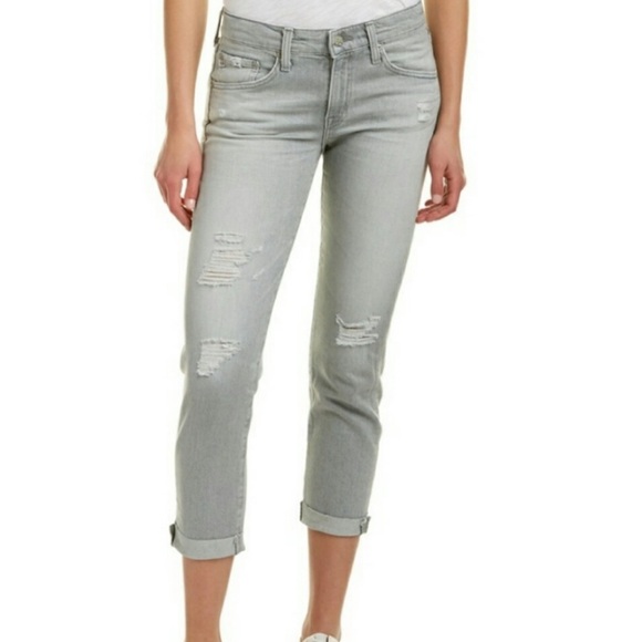 AG Adriano Goldschmeid Ex-Boyfriend Slim Mid Rise Ankle Gray Distressed Jeans - Picture 1 of 14
